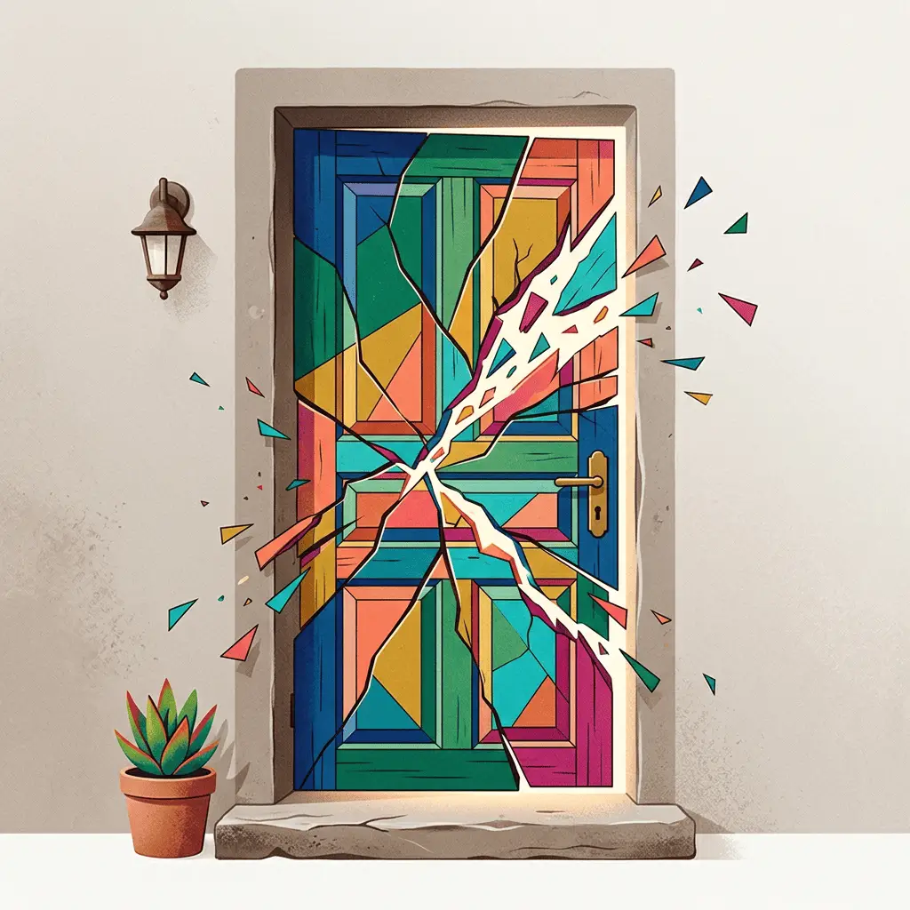image design générée par l'IA d'une porte brisée