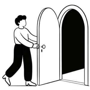dessin homme ouvrant une porte